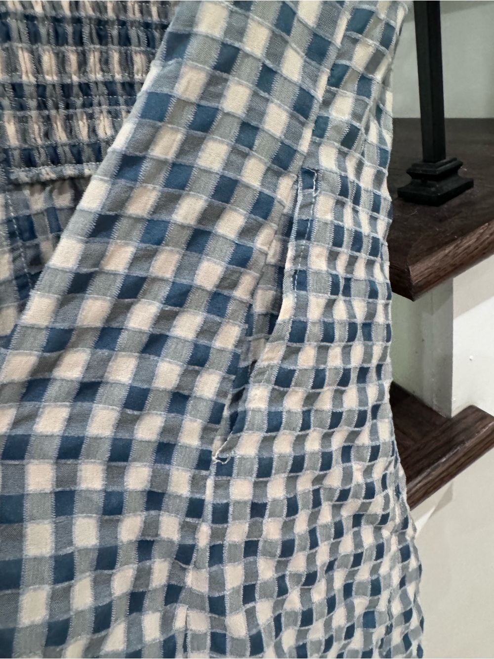 Mustard Seed Blue & White Gingham Smocked Waist Romper - Picture 6 of 6